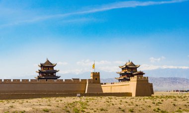 Gansu eyaleti Çin/Antik Çin Seddi Batı noktası kapıda Jiayuguan 