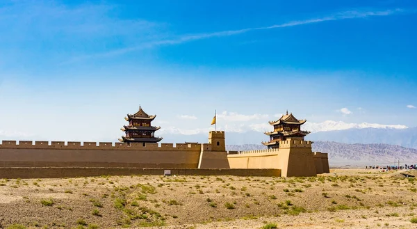 Jiayuguan Gansu Province China Ancient Gate West Point Great Wall Лицензионные Стоковые Изображения