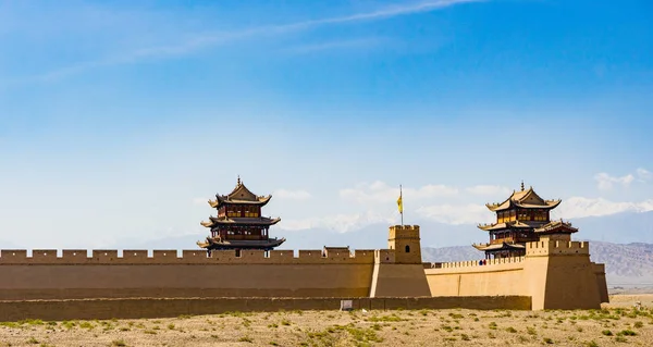 Jiayuguan Gansu Prowincji Chin Dawnej Bramy West Point Wielki Mur Zdjęcie Stockowe