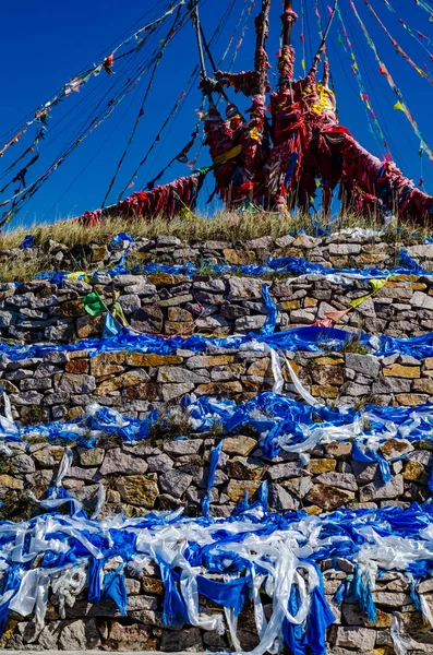 Stapels Stenen Gebruikt Door Mongoliërs Tibetanen Als Teken Van Hun — Stockfoto