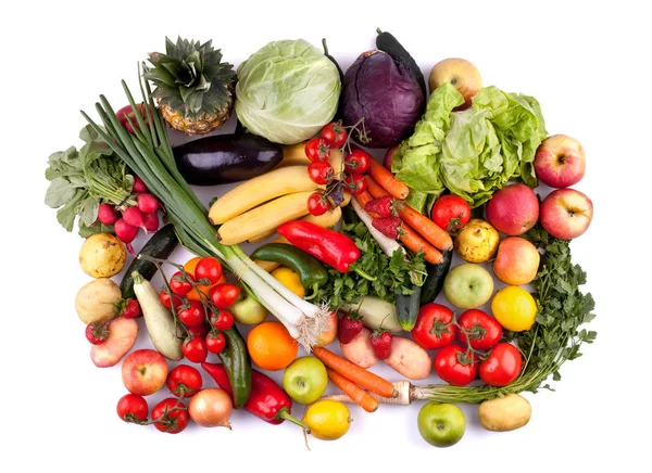 Ovoce a zeleniny, pohled shora — Stock fotografie
