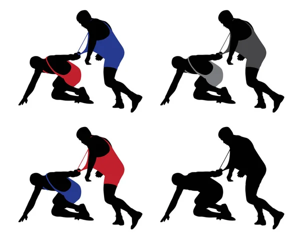 Wrestler pulling opponent's uniform — Stock Vector