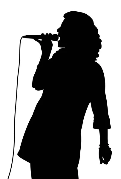 Female singing silhouette — Stock Vector