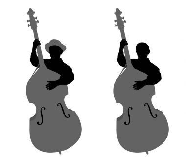 Genç çocuk contrabassist