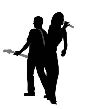 Kadın şarkıcı ve adam gitarist