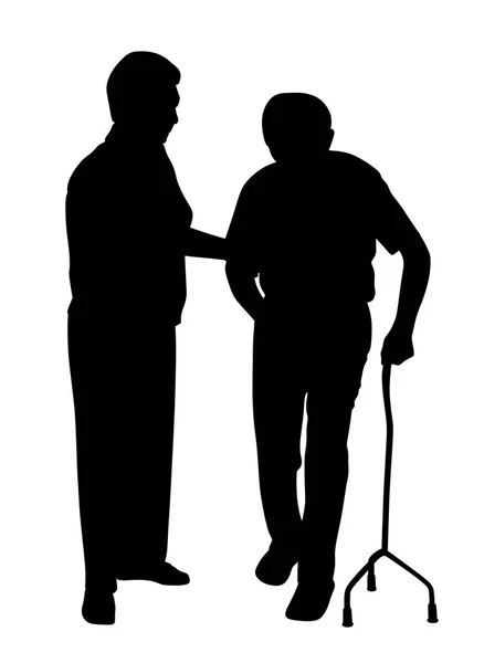 Hombre discapacitado caminando con mujer — Vector de stock