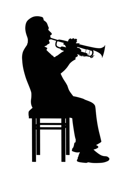 Hombre tocando la trompeta — Vector de stock