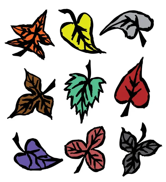 Grunge herfstbladeren hand getrokken — Stockvector