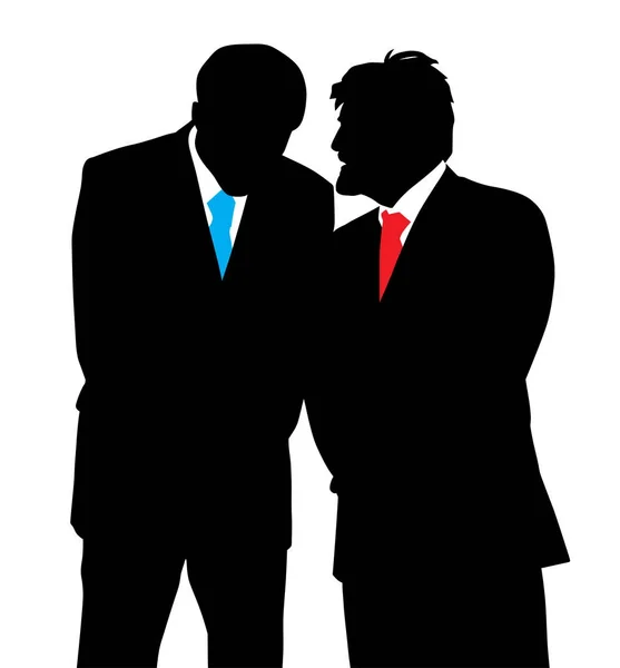 Two businessmen discreet conversation Telling a secret — Stock Vector