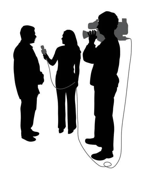 Interview with cameraman — Stock Vector