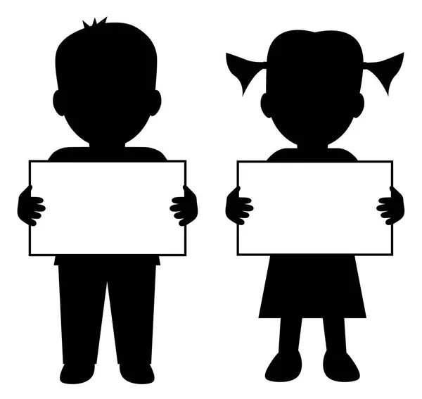 Children with blank banner — Stock Vector