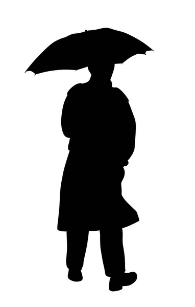 Hombre de impermeable con paraguas — Archivo Imágenes Vectoriales