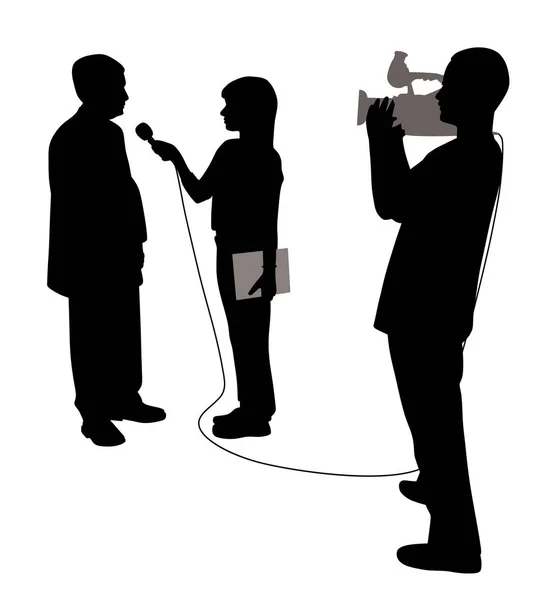Interview with cameraman — Stock Vector