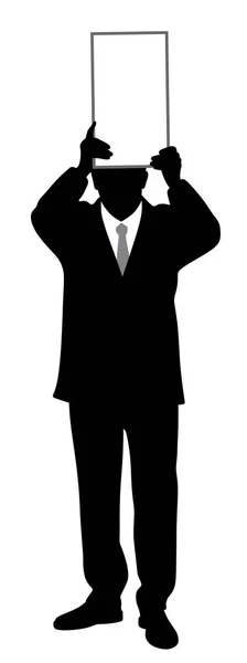 Businessman holding blank board above his head — Stock Vector