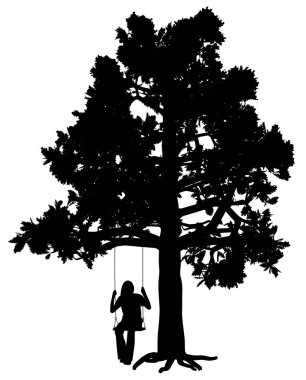 Genç bir kadın meşe ağacının altında sallanıyor.