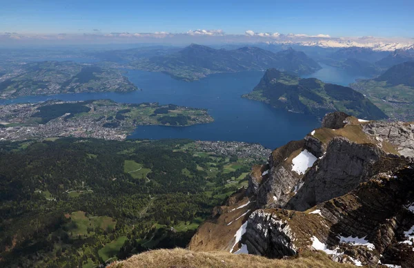 Sviçre Deki Pilatus Dağı Nın Tepesinden Lucerne Gölü Manzarası — Stok fotoğraf