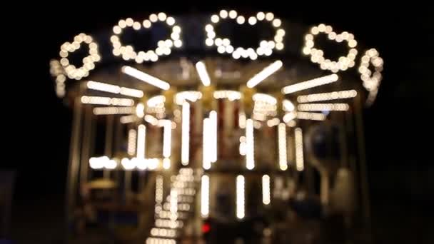 Fiera della contea merry-go-round di notte — Video Stock