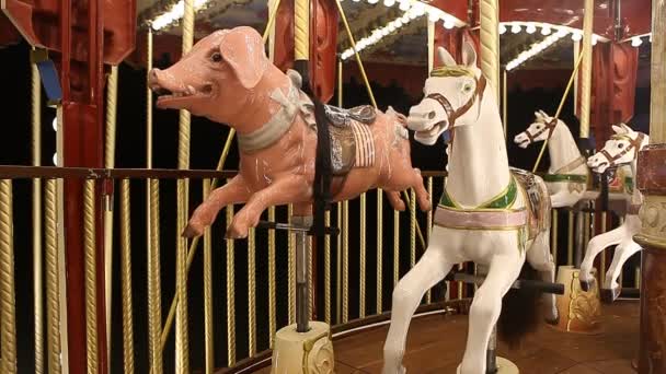 Kermis kermis merry-go-round nachts — Stockvideo