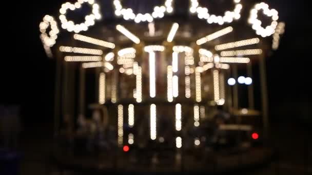 Окружний ярмарок ярмарок веселого туру вночі — стокове відео