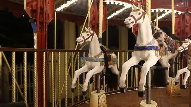 County fair s'nachts merry-go-round — Stockvideo