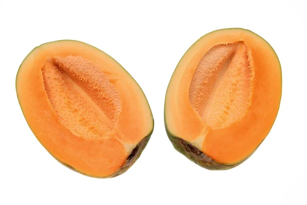 Papaya cortada por la mitad — Foto de Stock