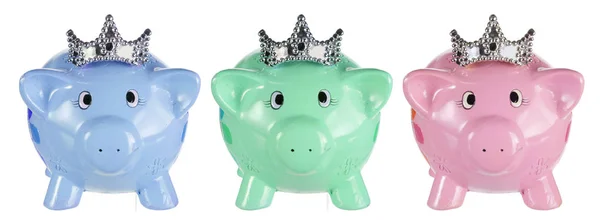 Piggy Banks with Crowns — Stock Photo, Image