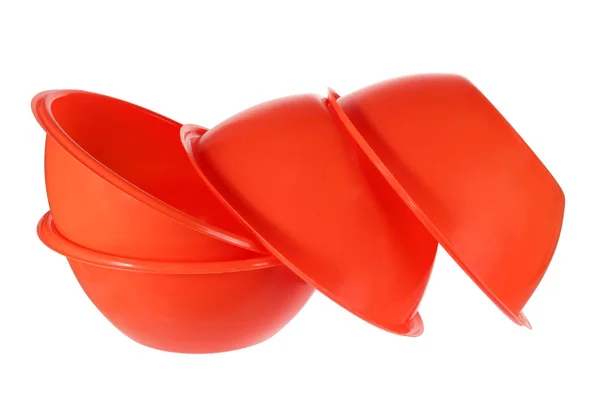 Ciotole di plastica rossa — Foto Stock