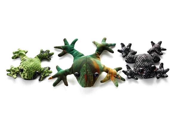 Oyuncak kumaş kurbağalar — Stok fotoğraf