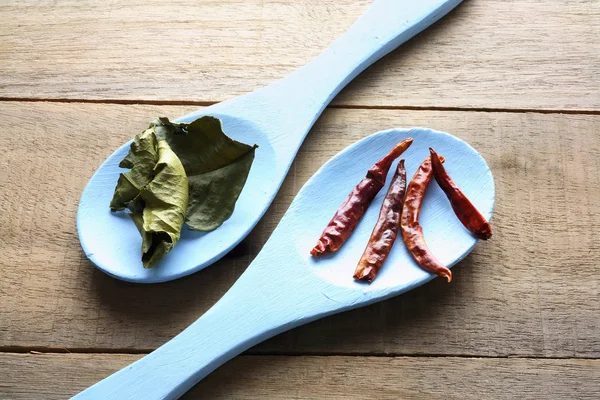 Ingrédients de curry sur les cuillères — Photo