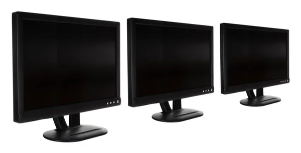 Sor számítógép-monitorok — Stock Fotó