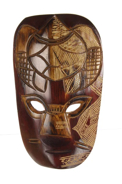 Máscara facial de madeira — Fotografia de Stock