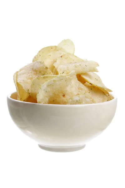 Миска з картопляних чіпсів — стокове фото