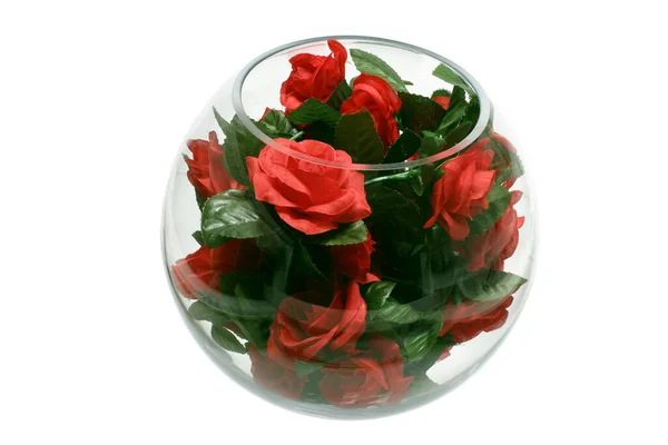 Czerwone róże w szklanej misce Zdjęcia Stockowe bez tantiem