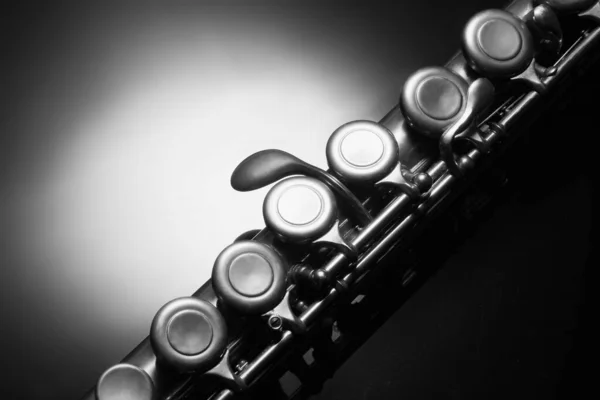 Close Flute Black Background — Stok Foto