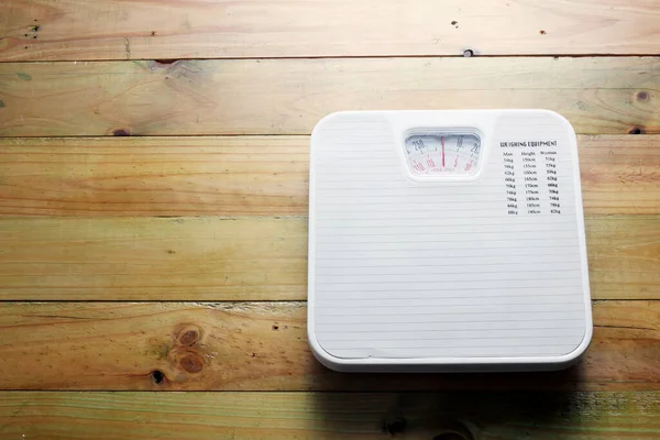 Bathroom Scale Wooden Background — Stock Photo, Image