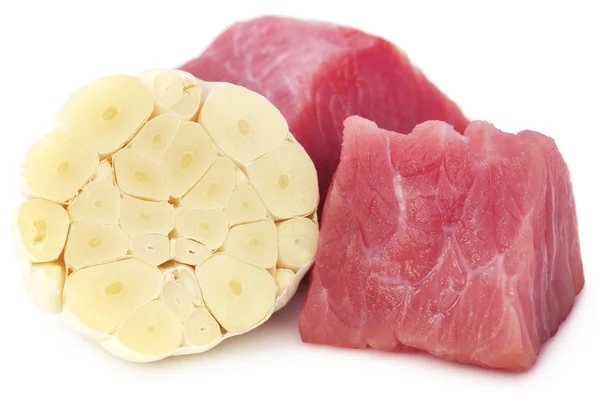 Raw beef with garlic — Stock Photo, Image