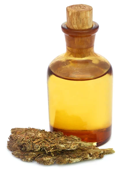 Medicinal cannabis with extract oil in a bottle — Stock Photo, Image