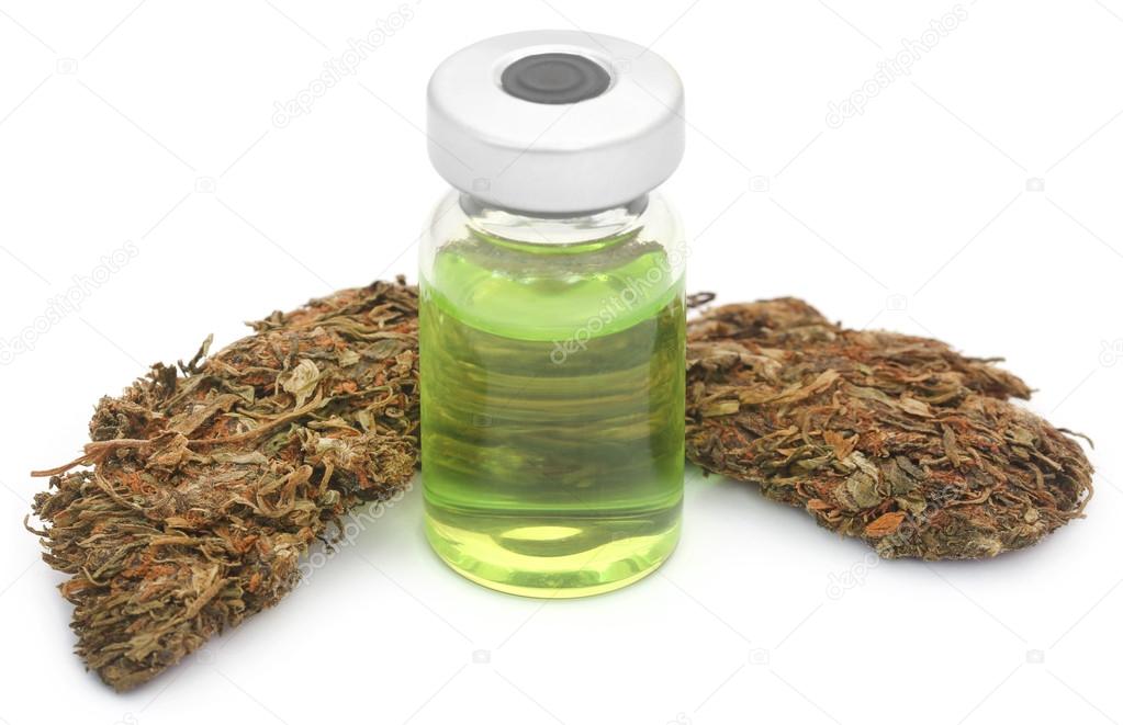 Medicinal cannabis with medicinal drug in a vial