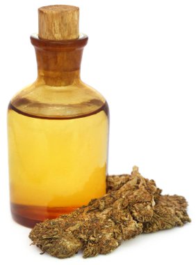 Şişesinde özüt yağ bulunan tıbbi esrar.