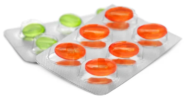 Vitamin e capsules in strips — Stock Photo, Image