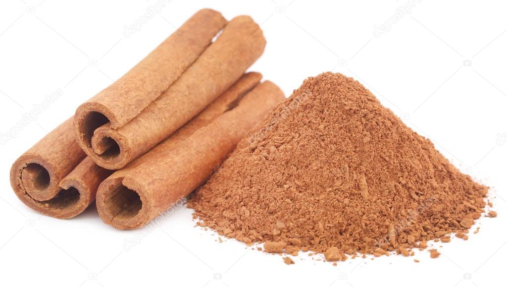 Some fresh aromatic cinnamon with powder spice