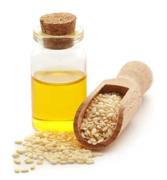 Peeled Sesame Seeds Oil — Stock Photo, Image