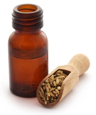 Rezene tohum önemli petrol bir şişe ile