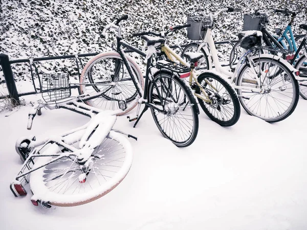 Rower w śniegu — Zdjęcie stockowe