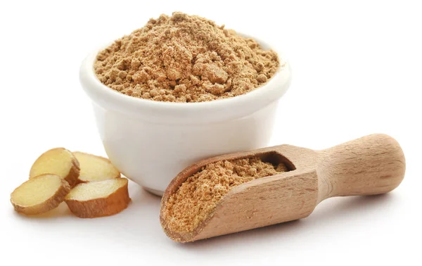 Ginger with dried powder — Stock Photo, Image