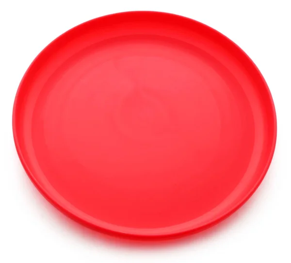 Red Frisbee Isolado Sobre Fundo Branco — Fotografia de Stock