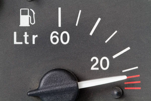 car fuel gauge, at minimum readings