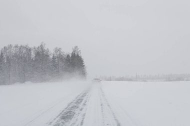 Bir kar fırtınası arabaya