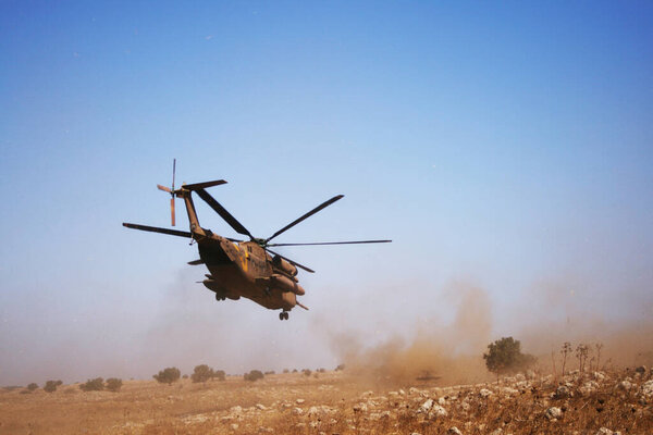 Military Rescue Helicopter in the Rescue mission