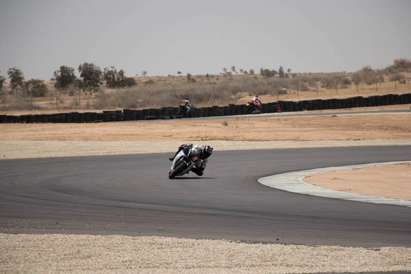 Compétition Moto Sur Une Piste Course Lors Une Journée Entraînement — Photo